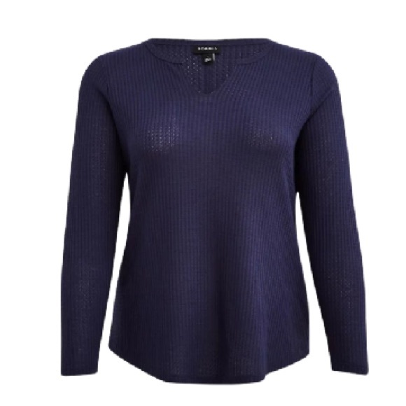 Torrid Navy Long Sleeve Waffle Notch Neck Shirt 5X - Picture 4 of 6
